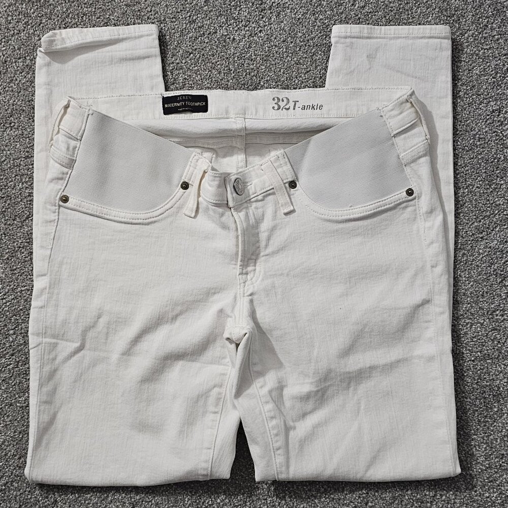 J. CREW maternity toothpick ANKLE PANTS white 32T